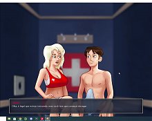 Getting a wet blowjob from the swimming teacher, I cum in the blondes mouth -SummerTimeSaga
