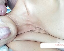 Stepmom licking cum on face massive cumshot semen