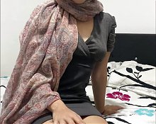 Arab girl in an elegant dress, gets ready to be fucked anally and is very horny